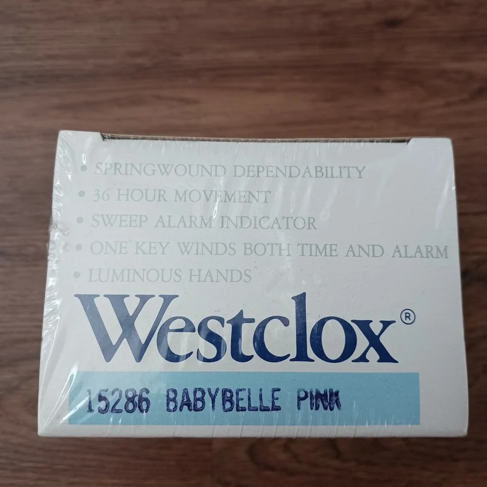 Vintage Westclox Babybelle Pink Keywound Alarm Clock SEALED NEW in BOX